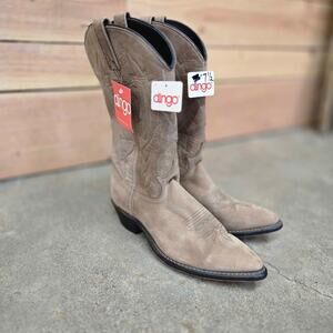 Dingo Taupe Suede Western Cowboy Boots - Size 7.5M